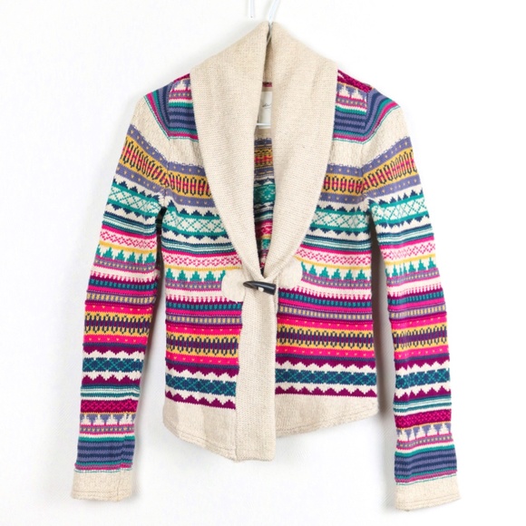H&M Multicolor Aztec Tribal Print Knitwear Cardigan Size XS - Picture 1 of 5